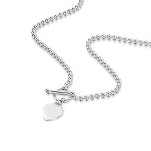 Load image into Gallery viewer, Personalised Bead Chain T-Bar Heart Necklace – Silver