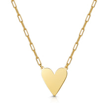 Load image into Gallery viewer, Personalised Heart Pendant with Paperclip Chain – Gold
