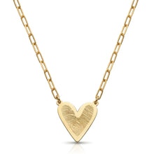Load image into Gallery viewer, Fingerprint Heart Necklace with Paperclip Chain – Gold