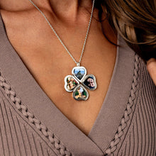Load image into Gallery viewer, 4 Photo Heart Clover Locket - Silver