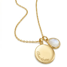 Load image into Gallery viewer, Birthstone Coin Name Necklace-Gold