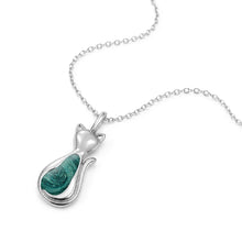 Load image into Gallery viewer, Cat Silhouette Ashes Resin Necklace - Silver