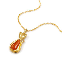 Load image into Gallery viewer, Cat Silhouette Ashes Resin Necklace - Gold