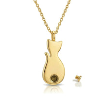 Load image into Gallery viewer, Cat Crystal Urn Necklace - Gold