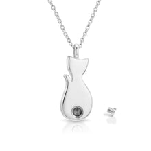 Load image into Gallery viewer, Cat Crystal Urn Necklace - Silver