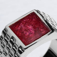 Load image into Gallery viewer, Men's Chequed Square Signet Ashes Resin Ring - Silver