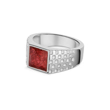 Load image into Gallery viewer, Men's Chequed Square Signet Ashes Resin Ring - Silver