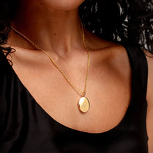Load image into Gallery viewer, Large Gold Oval Locket With Clear Crystal