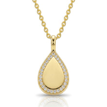 Load image into Gallery viewer, Crystal Edged Teardrop Ashes Urn Necklace - Gold