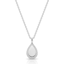 Load image into Gallery viewer, Crystal Edged Teardrop Ashes Urn Necklace - Silver