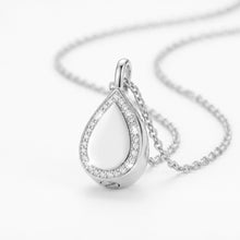 Load image into Gallery viewer, Crystal Edged Teardrop Ashes Urn Necklace - Silver