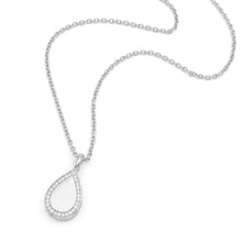 Load image into Gallery viewer, Crystal Edged Teardrop Ashes Urn Necklace - Silver