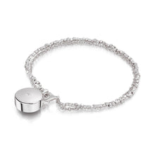 Load image into Gallery viewer, Diamond Drum Urn Bracelet with Nugget Chain - Silver