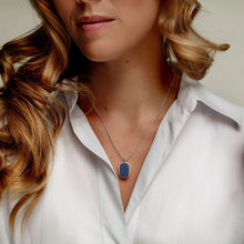 Load image into Gallery viewer, Small Lapis Dog Tag Locket - Silver