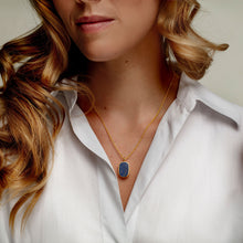 Load image into Gallery viewer, Small Lapis Dog Tag Locket - Gold