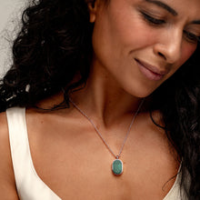 Load image into Gallery viewer, Small Malachite Dog Tag Locket - Silver