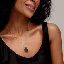 Load image into Gallery viewer, Small Malachite Dog Tag Locket - Silver