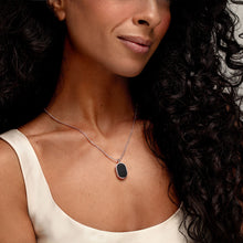 Load image into Gallery viewer, Small Onyx Dog Tag Locket - Silver
