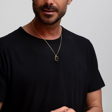 Load image into Gallery viewer, Men's Small Onyx Dog Tag Locket - Gold