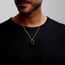 Load image into Gallery viewer, Men's Small Onyx Dog Tag Locket - Gold
