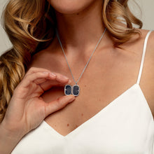 Load image into Gallery viewer, Small Lapis Dog Tag Locket - Silver