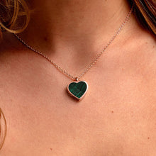 Load image into Gallery viewer, Malachite Personalised Heart Locket – Rose Gold