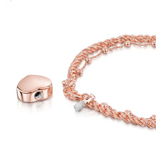Load image into Gallery viewer, Rope Chain Heart Urn Ashes Bracelet – Rose Gold