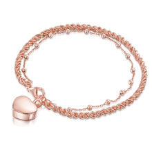 Load image into Gallery viewer, Rope Chain Heart Urn Ashes Bracelet – Rose Gold