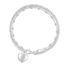 Load image into Gallery viewer, Rope Chain Heart Urn Ashes Bracelet – Silver
