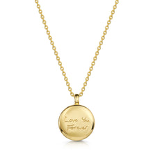 Load image into Gallery viewer, Small Round Ashes Urn Handwriting Necklace – Gold