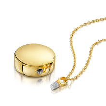 Load image into Gallery viewer, Men's Round Drum Urn Ashes Necklace – Gold