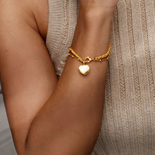 Load image into Gallery viewer, Rope Chain Heart Urn Ashes Bracelet – Gold