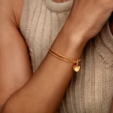 Load image into Gallery viewer, Nugget Chain Heart Urn Ashes Bracelet – Gold