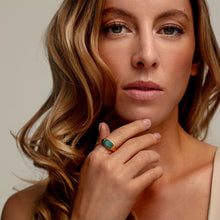 Load image into Gallery viewer, Rectangular Signet Ashes Resin Ring - Gold