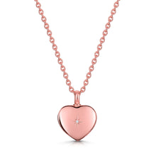 Load image into Gallery viewer, Diamond Set Heart Urn Ashes Necklace – Rose Gold