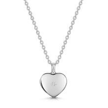 Load image into Gallery viewer, Diamond Set Heart Urn Ashes Necklace – Silver