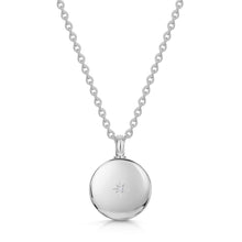 Load image into Gallery viewer, Diamond Set Round Urn Ashes Necklace – Silver