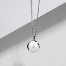 Load image into Gallery viewer, Diamond Set Round Urn Ashes Necklace – Silver