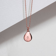 Load image into Gallery viewer, Diamond Set Teardrop Urn Ashes Necklace – Rose Gold