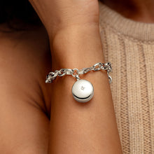 Load image into Gallery viewer, Diamond Drum Urn Bracelet with Links Chain - Silver