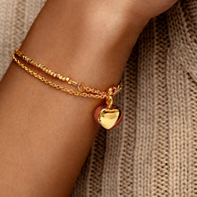 Load image into Gallery viewer, Nugget Chain Heart Urn Ashes Bracelet – Gold