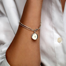 Load image into Gallery viewer, Diamond Drum Urn Bracelet with Nugget Chain - Silver