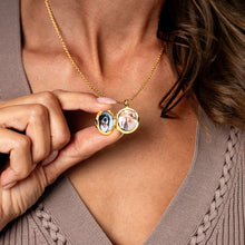 Load image into Gallery viewer, Diamond Round Engraved Locket – Solid 14k Gold