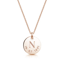 Load image into Gallery viewer, Initial & Date Personalised Necklace – Rose Gold