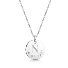 Load image into Gallery viewer, Initial & Date Personalised Necklace – Silver