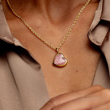Load image into Gallery viewer, Drop Heart Ashes Resin Necklace - Solid 14k Gold