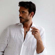 Load image into Gallery viewer, Men's Chequed Square Signet Ashes Resin Ring - Silver