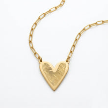 Load image into Gallery viewer, Fingerprint Heart Necklace with Paperclip Chain – Gold