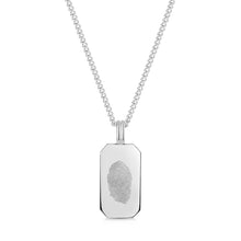 Load image into Gallery viewer, Fingerprint Octagonal Dog Tag Mens Necklace Silver
