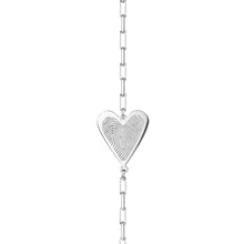 Load image into Gallery viewer, Fingerprint Personalised Heart Pendant On Paperclip Chain Bracelet Silver